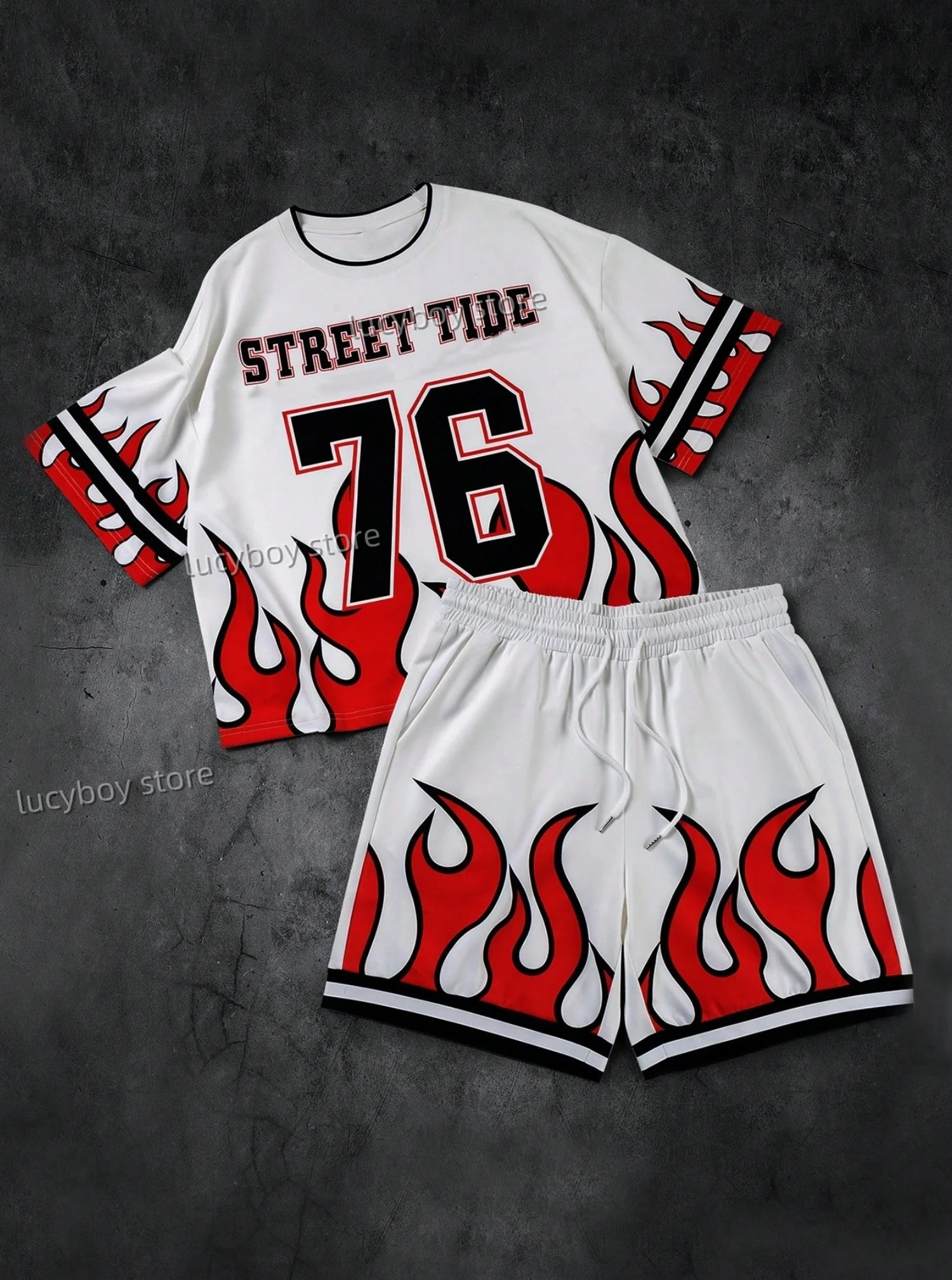 STREET TIDE 76, спортивная футболка с принтом + шорты, комплект мужского повседневного спортивного костюма, летний комплект одежды большого размера из 2 предметов
STREET TIDE 76, спортивная футболка с принтом + шорты, комплект мужского повседневного спортивного костюма, летний комплект одежды большого размера из 2 предметов
