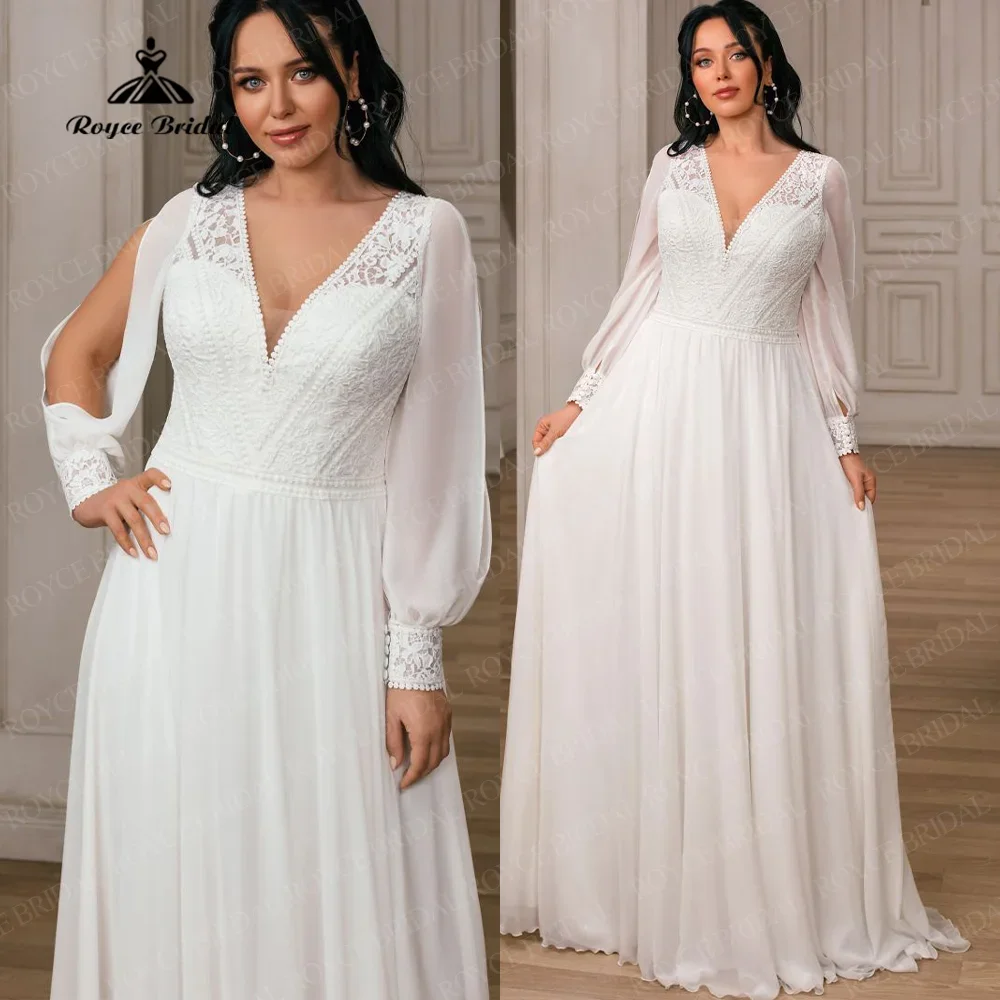 Roycebridal плюс размер V-образным вырезом кружевное и шифоновое свадебное платье для женщин пышные вечерние платья с длинными рукавами по индивидуальному заказу Vestidos
Roycebridal плюс размер V-образным вырезом кружевное и шифоновое свадебное платье для женщин пышные вечерние платья с длинными рукавами по индивидуальному заказу Vestidos