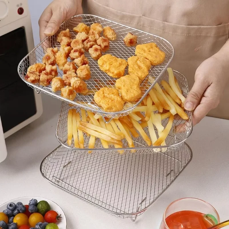 New Durable Stackable Air Fryer Rack Non-Stick Stainless Steel Airfryer Tray Grill Basket Kitchen Gadgets
New Durable Stackable Air Fryer Rack Non-Stick Stainless Steel Airfryer Tray Grill Basket Kitchen Gadgets
