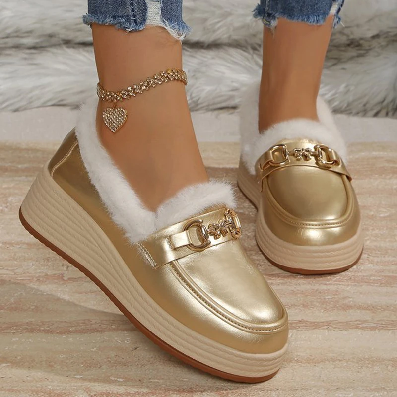 Плюшевые теплые лоферы для элегантных женщин, серебряная зимняя обувь на танкетке с металлическим расположением, женская хлопковая обувь на платформе размера 43, женская обувь
Плюшевые теплые лоферы для элегантных женщин, серебряная зимняя обувь на танкетке с металлическим расположением, женская хлопковая обувь на платформе размера 43, женская обувь