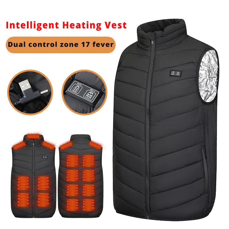 17 Areas Heating Vest Men Winter USB Smart Temperature Control Jacket Self-heating Clothes Women Snow Winter Skiing Heating Vest 
17 Areas Heating Vest Men Winter USB Smart Temperature Control Jacket Self-heating Clothes Women Snow Winter Skiing Heating Vest