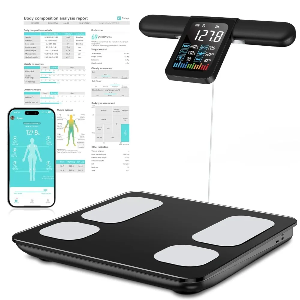 8 Electrode Smart Body Fat Scale with BMI, Body Fat, Muscle Mass, 28 Body Composition Metrics
8 Electrode Smart Body Fat Scale with BMI, Body Fat, Muscle Mass, 28 Body Composition Metrics