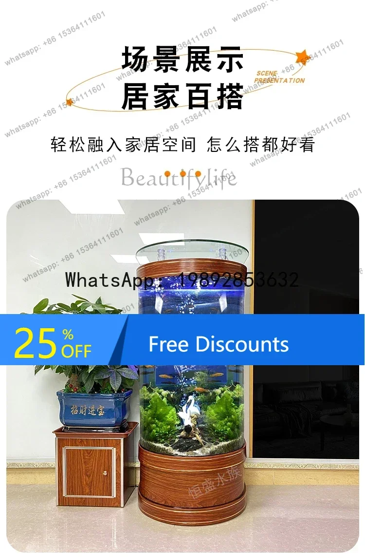 TV cabinet next to goldfish tank landscaping aquarium Semicircular fish tank living room new glass water-free
TV cabinet next to goldfish tank landscaping aquarium Semicircular fish tank living room new glass water-free