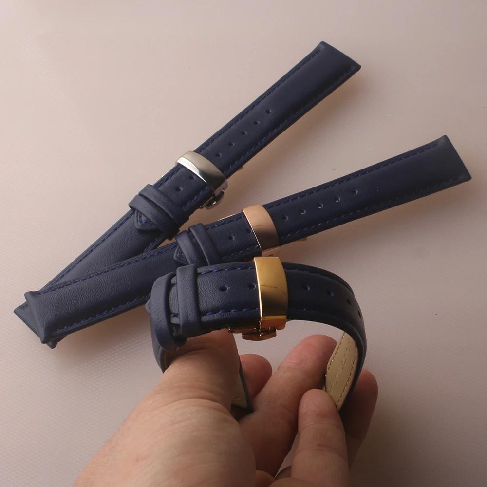 Smooth High quality Watch Band Strap Automatic Butterfly Clasp silver 18mm 19mm 20mm 22mm Leather Watchband Blue Strap Men Women
Smooth High quality Watch Band Strap Automatic Butterfly Clasp silver 18mm 19mm 20mm 22mm Leather Watchband Blue Strap Men Women
