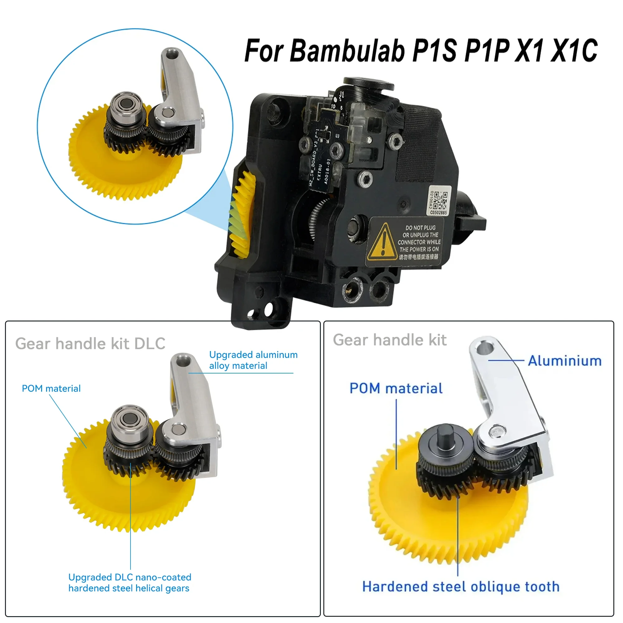 Upgraded Hardened Steel Extruder Gear Assembly For Bambu Lab P1P X1 X1C For Carbon Fiber Nylon And Glass Fiber Nylon Extruder.
Upgraded Hardened Steel Extruder Gear Assembly For Bambu Lab P1P X1 X1C For Carbon Fiber Nylon And Glass Fiber Nylon Extruder.