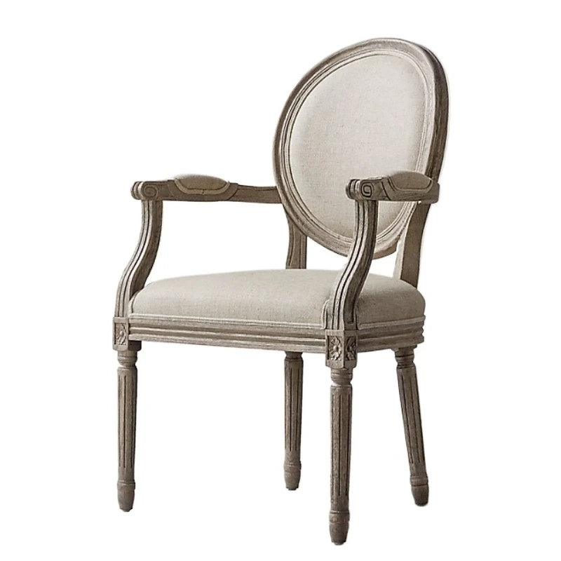 Original single furniture French country retro solid wood linen dining chair, American simple villa
Original single furniture French country retro solid wood linen dining chair, American simple villa