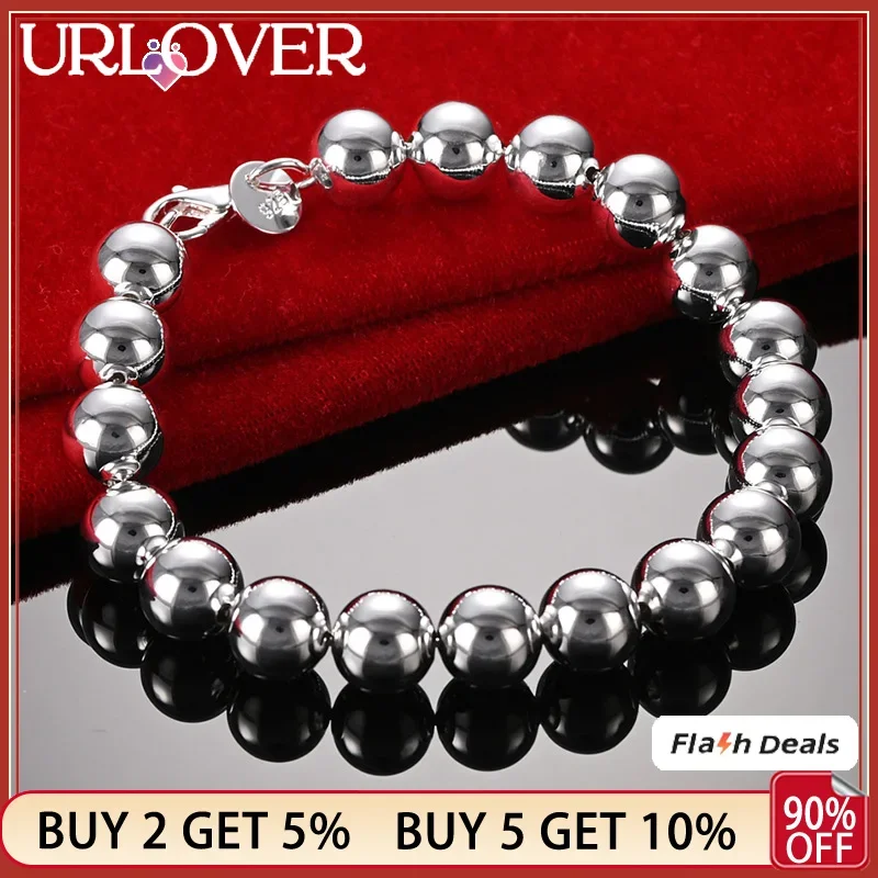 URLOVER 925 Sterling Silver 10mm Beads Bracelets For Woman Party Engagement Wedding Fashion Jewelry Accessories Birthday Gifts
URLOVER 925 Sterling Silver 10mm Beads Bracelets For Woman Party Engagement Wedding Fashion Jewelry Accessories Birthday Gifts