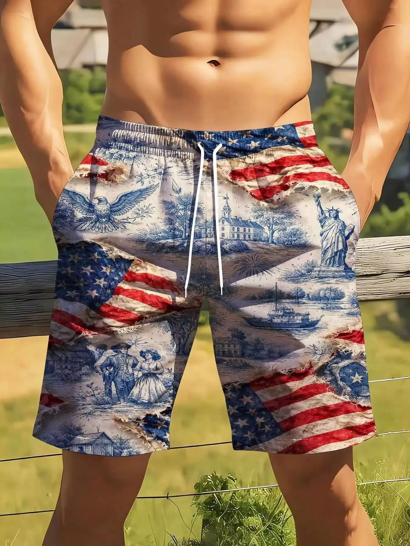 American Flag And Patriotic Design Men's Swim Trunks For Beach Vacation Fourth Of July Independence Day Celebration
American Flag And Patriotic Design Men's Swim Trunks For Beach Vacation Fourth Of July Independence Day Celebration
