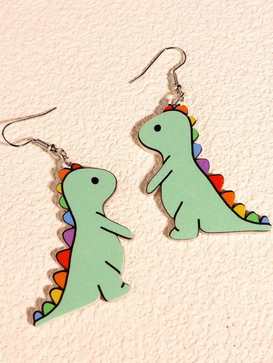 1 pair colorful cartoon dinosaur earrings with rainbow design
1 pair colorful cartoon dinosaur earrings with rainbow design