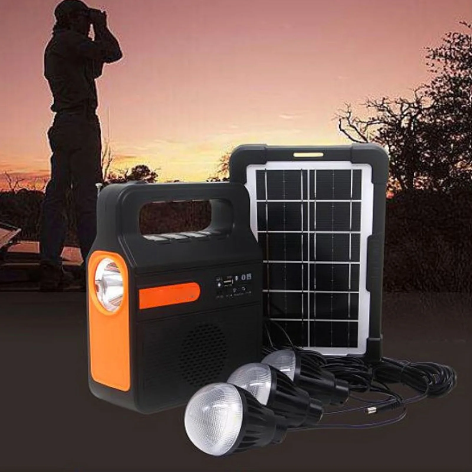 Solar Power Bank 3 Bulbs Radio MP3 Function Portable Handle Bright Lights 6000mAh Speaker Design Solar Generator for Home
Solar Power Bank 3 Bulbs Radio MP3 Function Portable Handle Bright Lights 6000mAh Speaker Design Solar Generator for Home