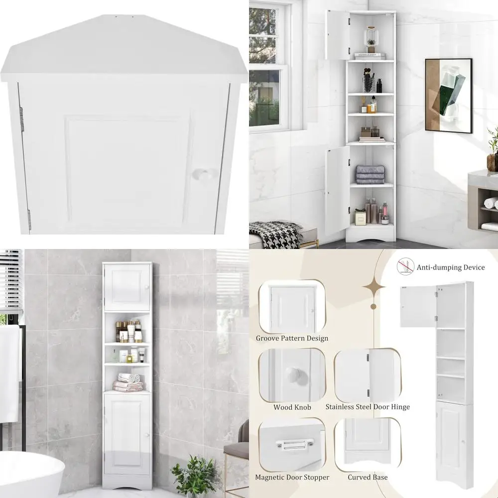 66.9 Tall White Bathroom Storage Cabinet with Adjustable Shelves, Open Shelving, and Anti-Tip Feature
66.9 Tall White Bathroom Storage Cabinet with Adjustable Shelves, Open Shelving, and Anti-Tip Feature