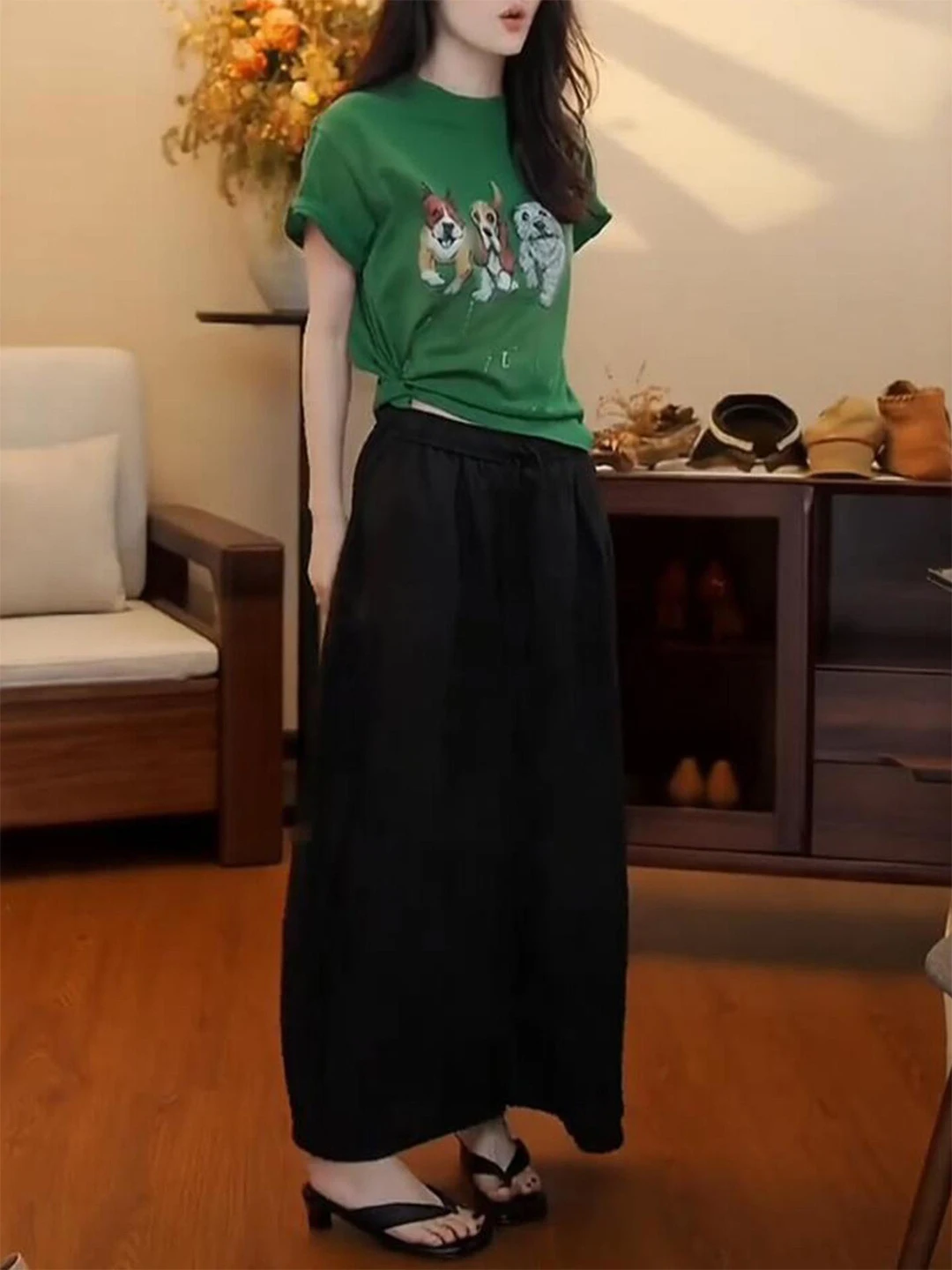 Casual High Waist Wide Leg Pants Set Women's Summer Vintage Anti-Aging Print Short Sleeve T-Shirt Top Two-Piece Set
Casual High Waist Wide Leg Pants Set Women's Summer Vintage Anti-Aging Print Short Sleeve T-Shirt Top Two-Piece Set