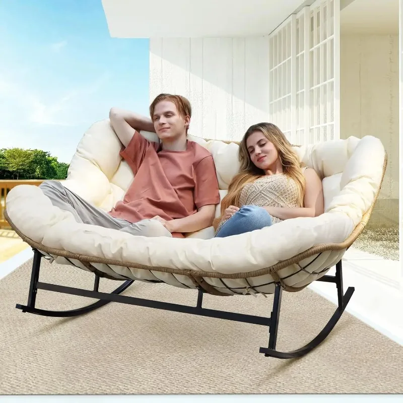 Double Wide Rocking Chair with Cushion, Oversized Rattan Rocking Egg Chair Outdoor for 2, Extra Large 700, Customized
Double Wide Rocking Chair with Cushion, Oversized Rattan Rocking Egg Chair Outdoor for 2, Extra Large 700, Customized