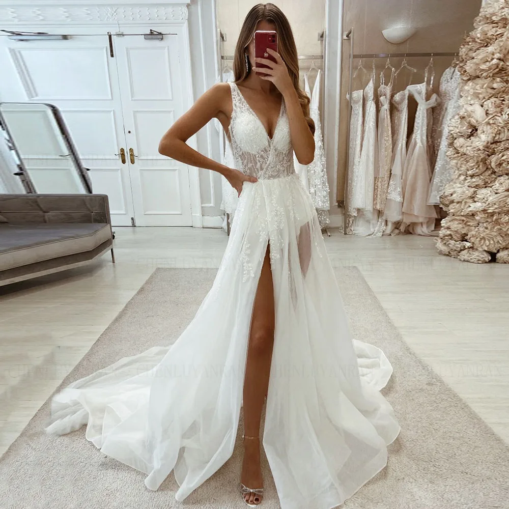 Exquisite Ivory Wedding Dresses Applique Beading Tulle Bride Dress Strapless Slit Sexy Dresses For Women 2026 Robe De Mariee
Exquisite Ivory Wedding Dresses Applique Beading Tulle Bride Dress Strapless Slit Sexy Dresses For Women 2026 Robe De Mariee