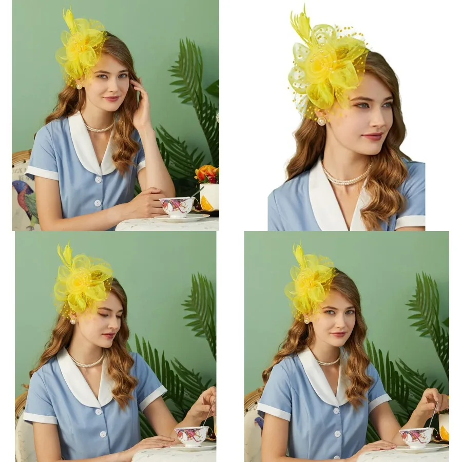 Fascinators Hat for Women Tea Party Headband Kentucky Derby Wedding Flower Cocktail Mesh Feathers Hair Clip,1-yellow
Fascinators Hat for Women Tea Party Headband Kentucky Derby Wedding Flower Cocktail Mesh Feathers Hair Clip,1-yellow