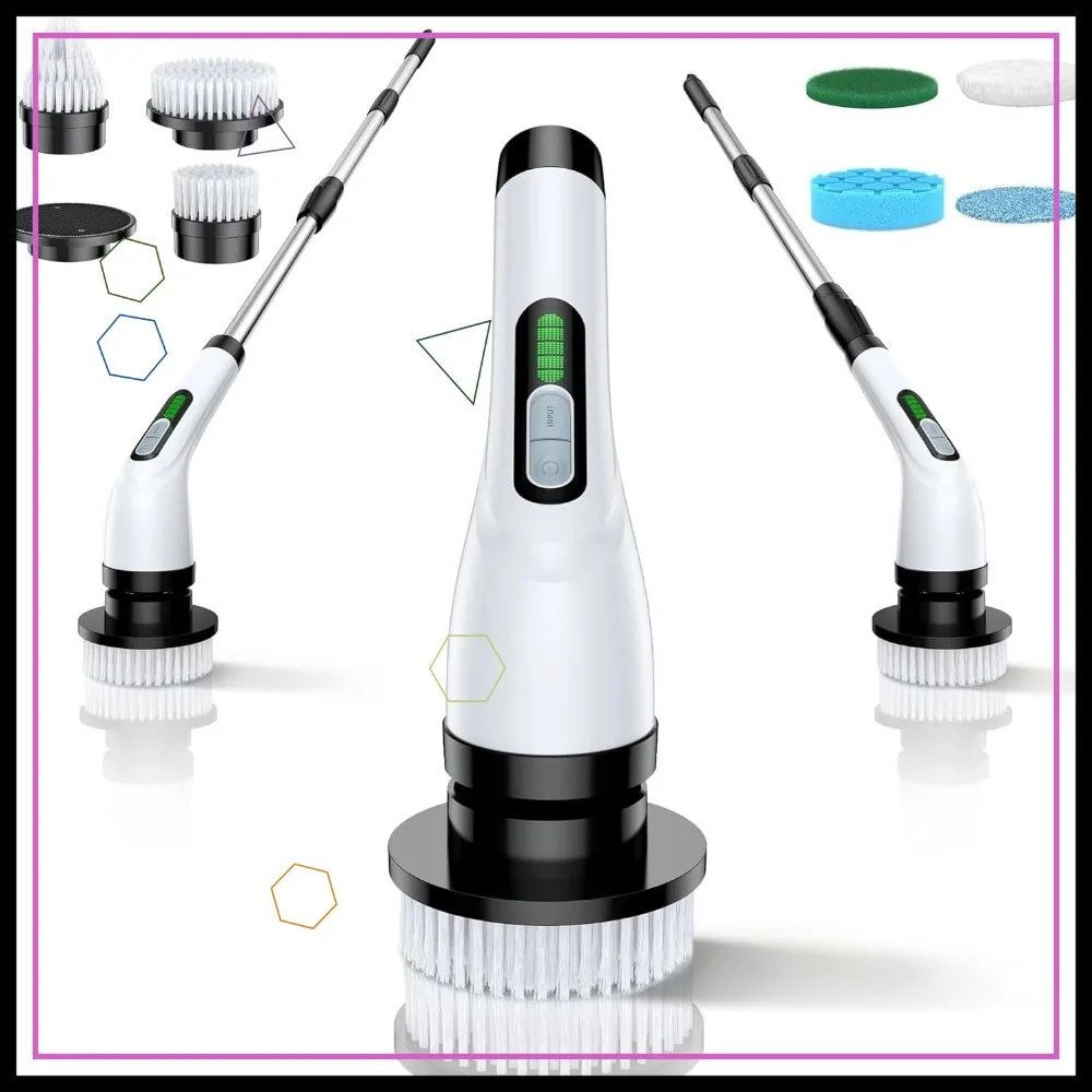 Electric Spin Scrubber for Bathroom, Dual Speed Cordless Power Cleaning Scrub, 7 Brush Heads, IPX7 Waterproof Heavy Duty Cleaner
Electric Spin Scrubber for Bathroom, Dual Speed Cordless Power Cleaning Scrub, 7 Brush Heads, IPX7 Waterproof Heavy Duty Cleaner