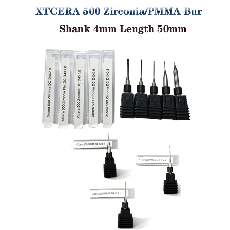 Фрезы для зуботехнического фрезерования XTcera 500 из циркония и PMMA с покрытием DLC, хвостовик 4 мм, длина 50 мм
Фрезы для зуботехнического фрезерования XTcera 500 из циркония и PMMA с покрытием DLC, хвостовик 4 мм, длина 50 мм