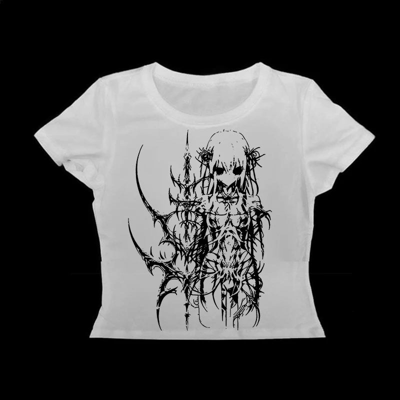 European and American 2025 Spring and Summer New Y2K Sexy temperament Women's T-shirt Gothic Printed Pattern Two Piece Set Strap
European and American 2025 Spring and Summer New Y2K Sexy temperament Women's T-shirt Gothic Printed Pattern Two Piece Set Strap