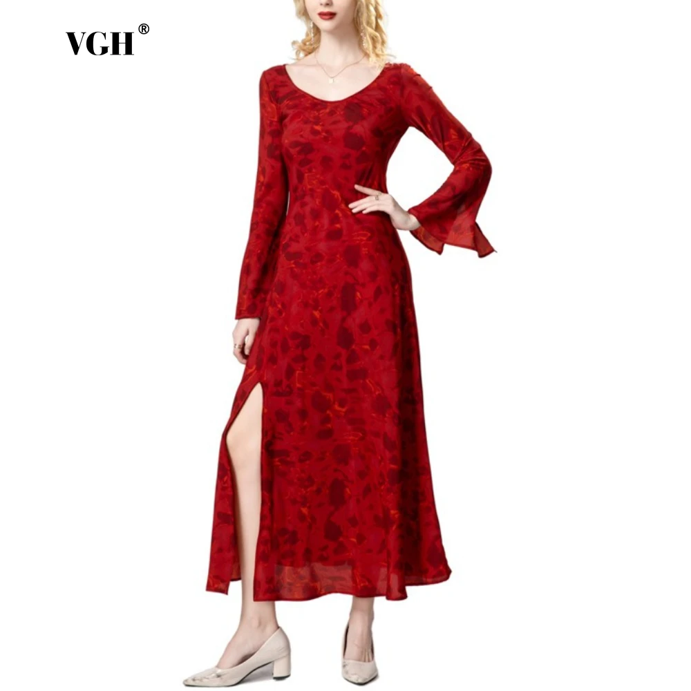 VGH French Retro Printing Midi Dress for Women V Neck Flare Sleeve High Waist Sexy Split Dinner Prom Dresses Female Clothing New
VGH French Retro Printing Midi Dress for Women V Neck Flare Sleeve High Waist Sexy Split Dinner Prom Dresses Female Clothing New