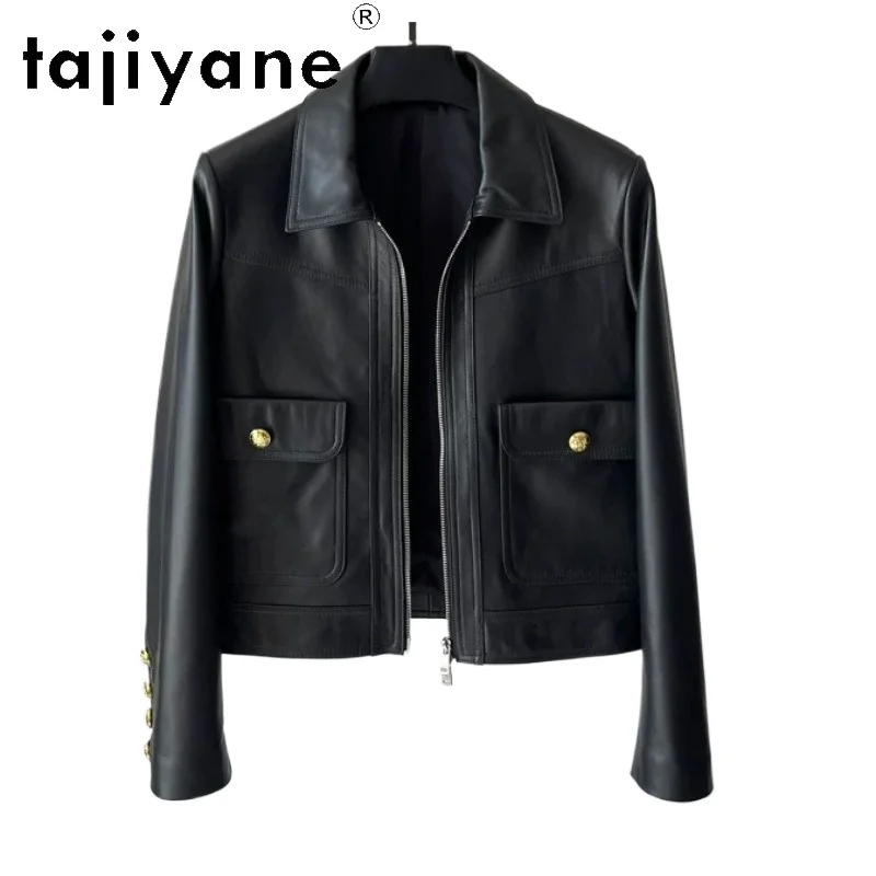 TAJIYANE Real Leather Jacket Short Lapel Sheepskin Motorcycle Jackets for Woman Slim-fit Leather Coat Woman Black Куртка Кожаная
TAJIYANE Real Leather Jacket Short Lapel Sheepskin Motorcycle Jackets for Woman Slim-fit Leather Coat Woman Black Куртка Кожаная