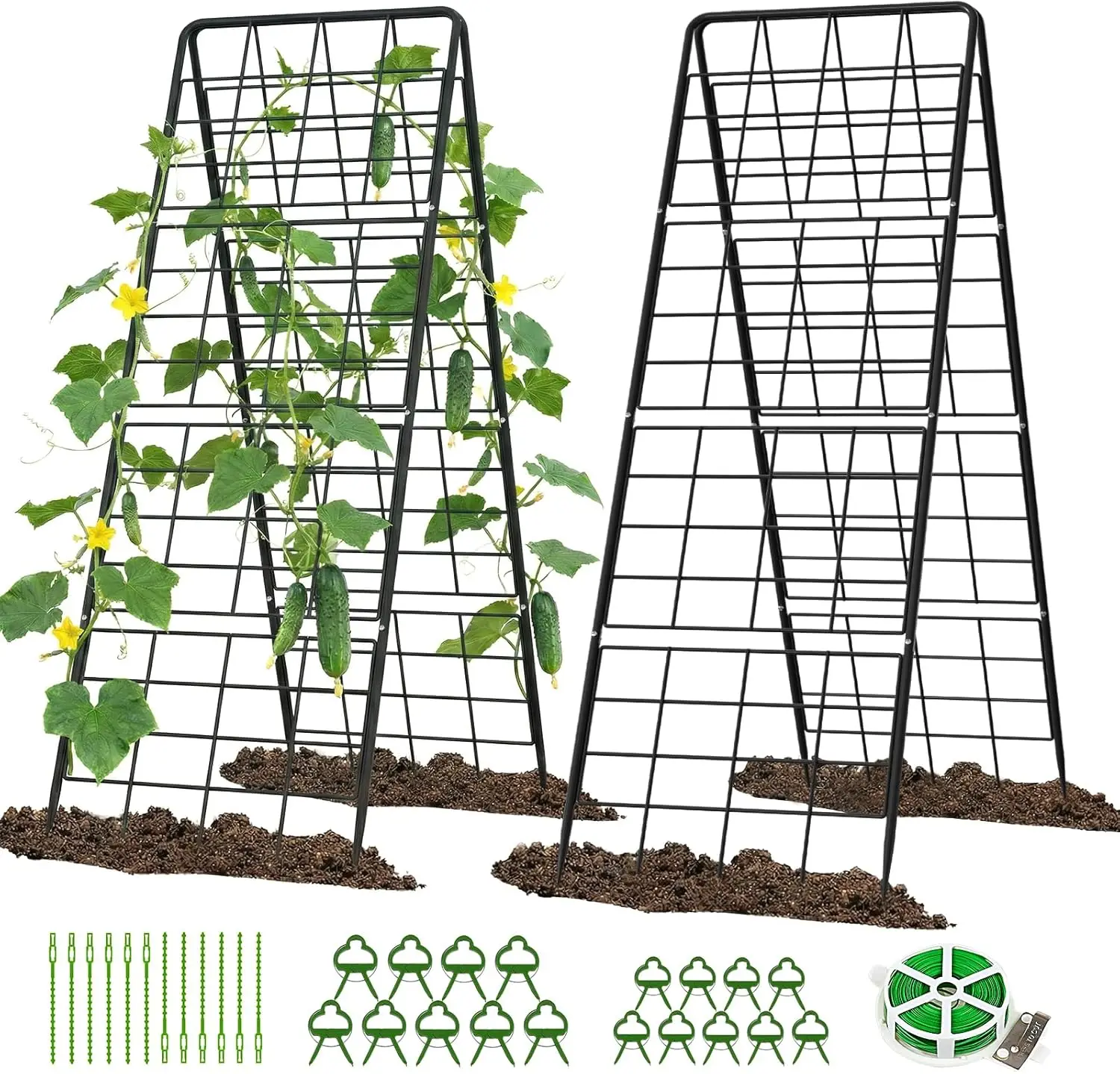 2 Pack Foldable A-Frame Garden Trellis, 59" High for Raised Bed Support with Clips for Cucumber, Tomato, Plants
2 Pack Foldable A-Frame Garden Trellis, 59" High for Raised Bed Support with Clips for Cucumber, Tomato, Plants
