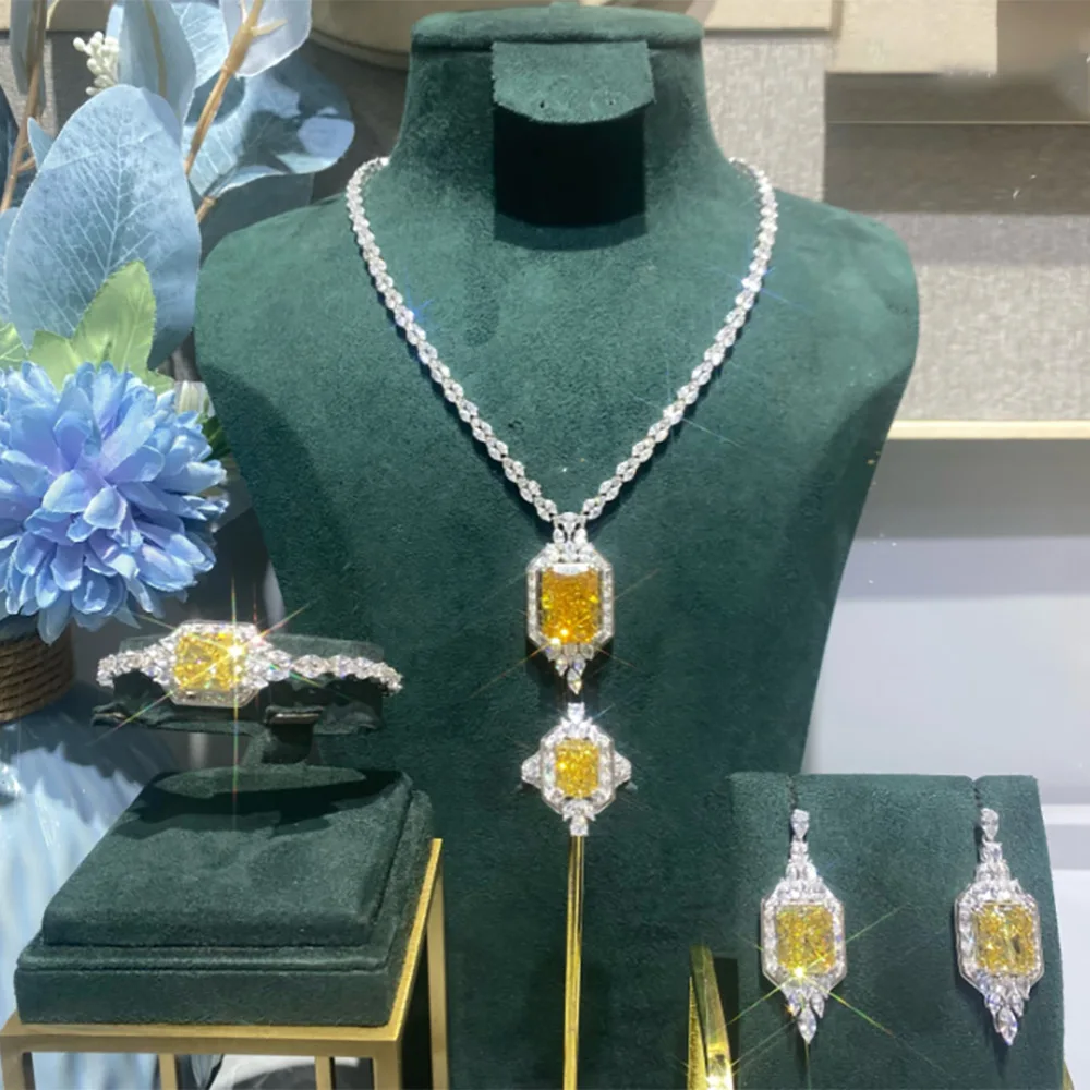 GODKI NEW Trendy 4PCS Square Yellow Gemstone Necklace Earring Jewelry Set For Women Wedding Party Bridal jewelry Set Gift
GODKI NEW Trendy 4PCS Square Yellow Gemstone Necklace Earring Jewelry Set For Women Wedding Party Bridal jewelry Set Gift
