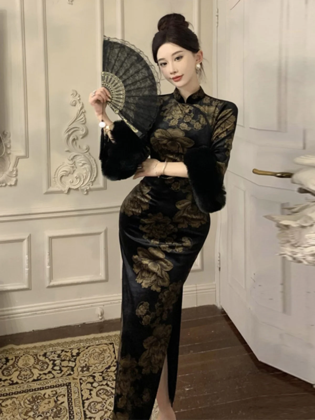 Ele Faionable Velvet Qipao Dr with Large Sves Midi Skirt High Waist Korean Sle Printed Long Sve Spring Dr
Ele Faionable Velvet Qipao Dr with Large Sves Midi Skirt High Waist Korean Sle Printed Long Sve Spring Dr