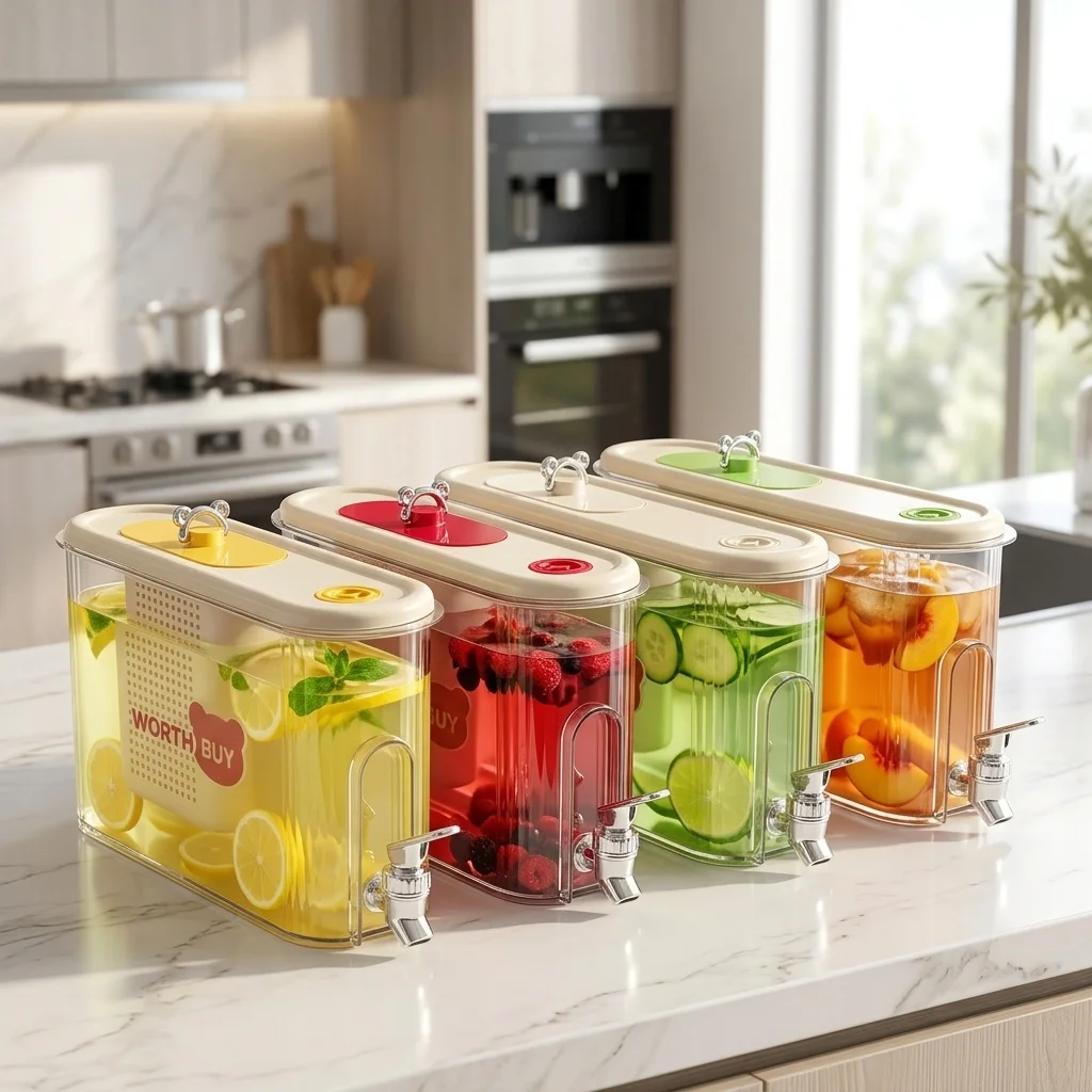 Refrigerator Cold Water Jug With Faucet Water Dispenser Juice Beverage Container Large Capacity Plastic Water Kettle Drinkware
Refrigerator Cold Water Jug With Faucet Water Dispenser Juice Beverage Container Large Capacity Plastic Water Kettle Drinkware