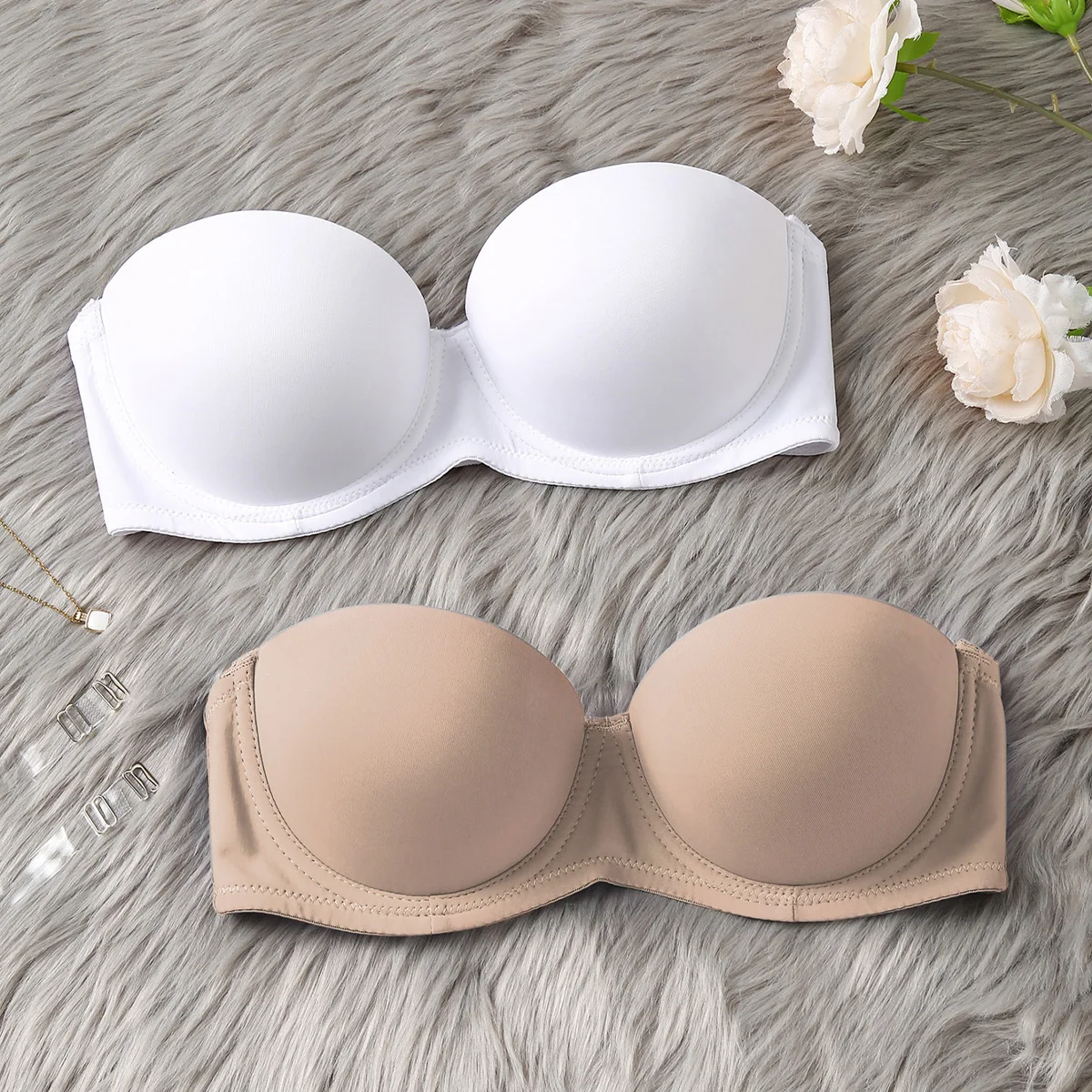 Женский комплект из двух бюстгальтеров: удобный, бесшовный, подтягивающий бандо без бретелек, идеально подходящий для нового повседневного ношения
Женский комплект из двух бюстгальтеров: удобный, бесшовный, подтягивающий бандо без бретелек, идеально подходящий для нового повседневного ношения