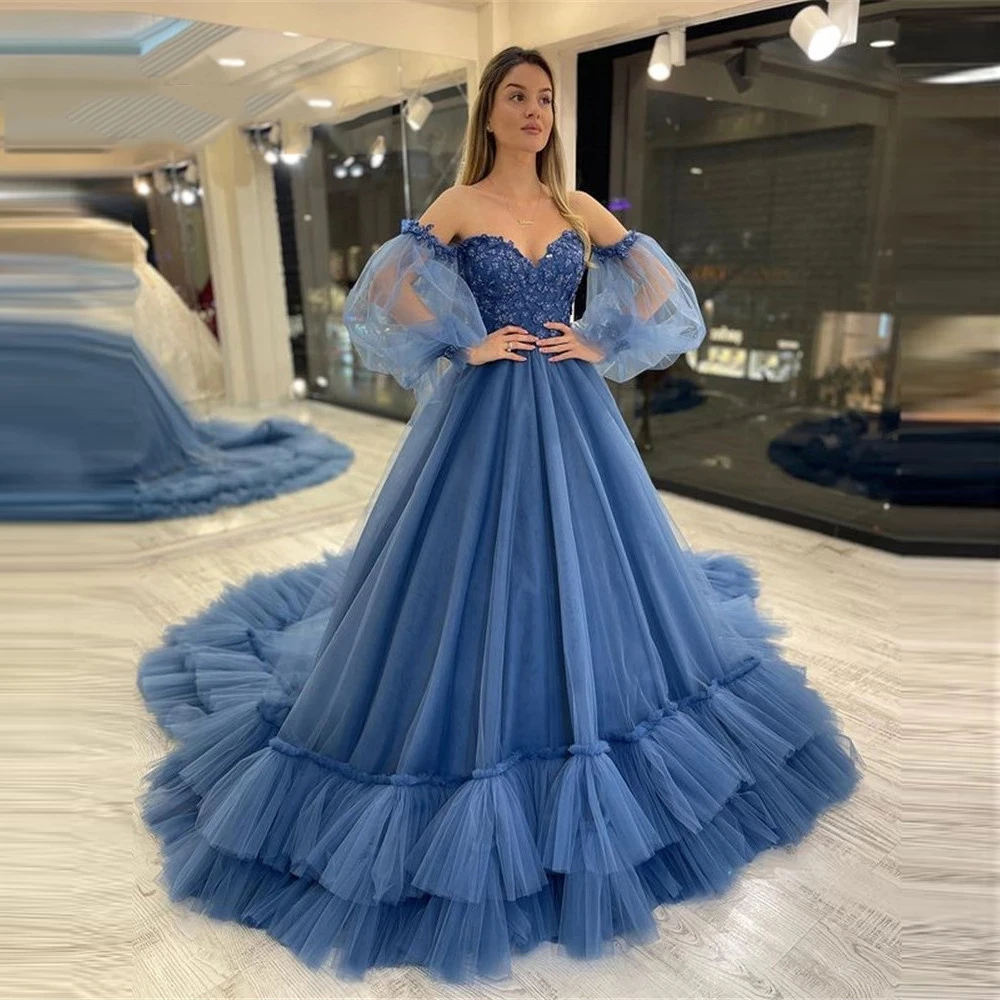 Angelsbridep Ball Gown Prom Dresses Blue Tulle Pleated Women Sexy Off Shoulder Bubble Sleeve Evening Gowns 2023 Red Back Lace up
Angelsbridep Ball Gown Prom Dresses Blue Tulle Pleated Women Sexy Off Shoulder Bubble Sleeve Evening Gowns 2023 Red Back Lace up