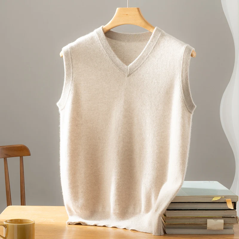 New Men's Cashmere Knit V-Neck Sleeveless Vests Spring Autumn Men Slim Fit Knitted Pullovers Fashion Casual Soft Sweaters
New Men's Cashmere Knit V-Neck Sleeveless Vests Spring Autumn Men Slim Fit Knitted Pullovers Fashion Casual Soft Sweaters