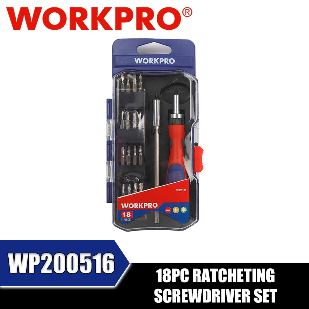 WORKPRO WP200516 18PC Ratcheting Screwdriver Set Power Tool Accessories
WORKPRO WP200516 18PC Ratcheting Screwdriver Set Power Tool Accessories
