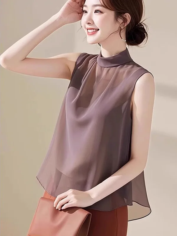 Elegant Beautiful Sleeveless Silk Shirt Women's Fashionable Summer High-End Brand Women's Clothing Rainbird Straight Body Type
Elegant Beautiful Sleeveless Silk Shirt Women's Fashionable Summer High-End Brand Women's Clothing Rainbird Straight Body Type
