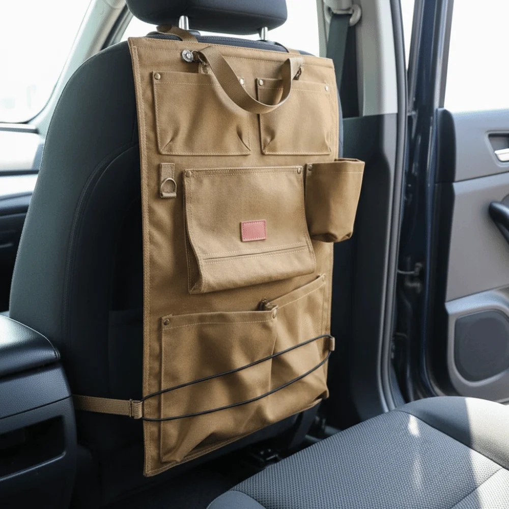 Multiple Compartment Car Seats Back Organizer Canvas Material Bottle Holder Automotive Back Pockets Kick Mat
Multiple Compartment Car Seats Back Organizer Canvas Material Bottle Holder Automotive Back Pockets Kick Mat