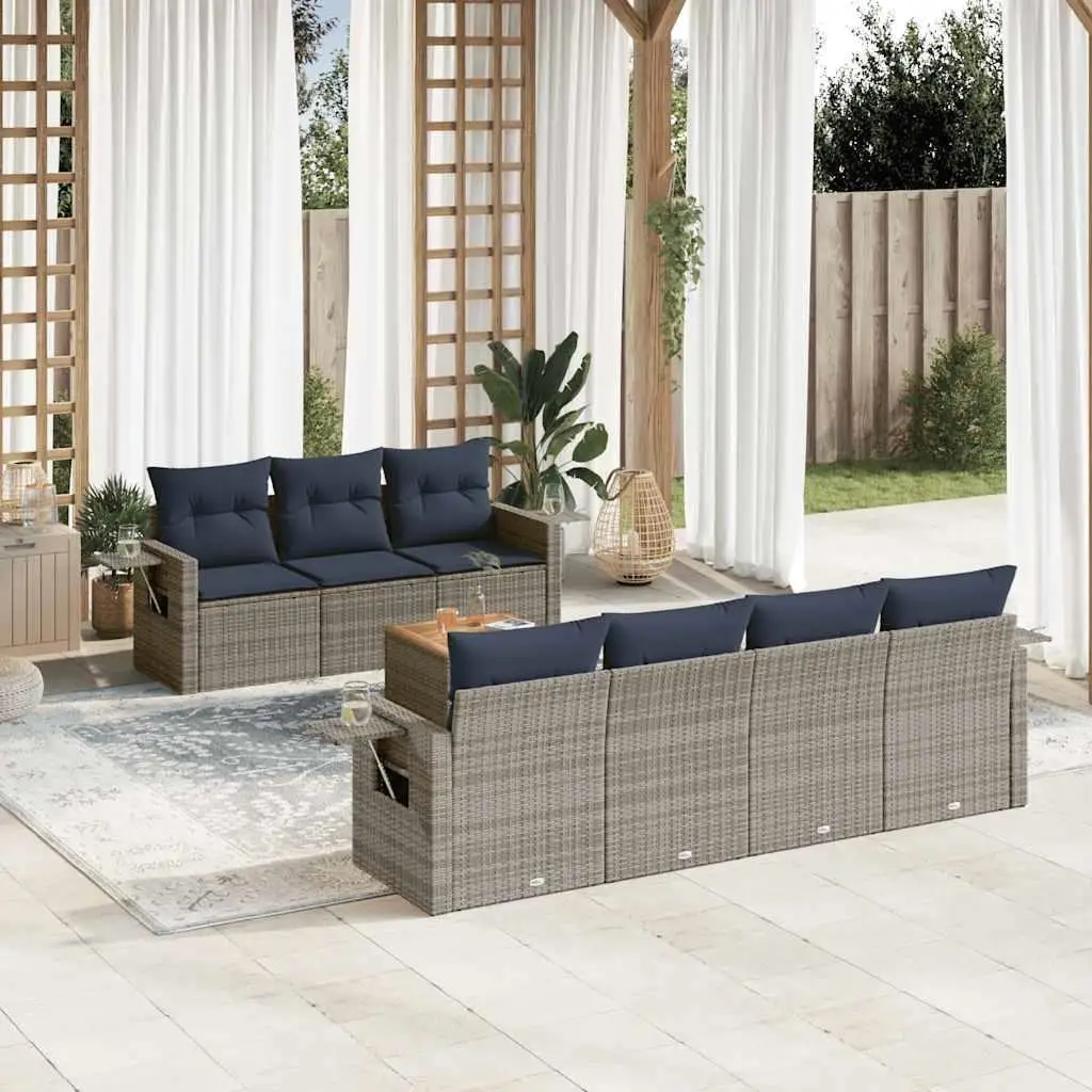 Luxury 8 Piece Outdoor Patio Sofa Set Gray Poly Rattan Cushions Garden Furniture Stylish Conversation Set
Luxury 8 Piece Outdoor Patio Sofa Set Gray Poly Rattan Cushions Garden Furniture Stylish Conversation Set