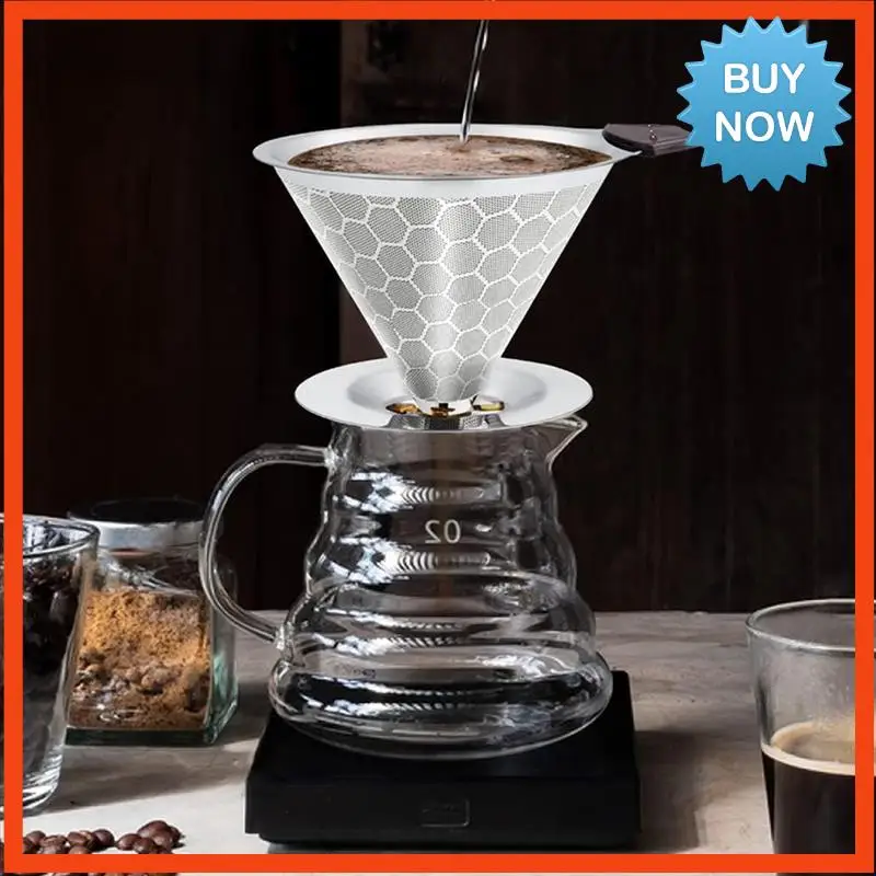 BISM Pour Over Coffee Filter Dripper Reusable Stainless Steel Drip Coffee Maker Cone Coffee Mesh Filters For 1-4 Cup
BISM Pour Over Coffee Filter Dripper Reusable Stainless Steel Drip Coffee Maker Cone Coffee Mesh Filters For 1-4 Cup