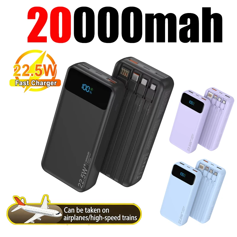 20000mah 22.5W Fast Charging Power Bank Built-in 4 Cables With LED Display 6 Outputs Charging Bank For iphone External Battery
20000mah 22.5W Fast Charging Power Bank Built-in 4 Cables With LED Display 6 Outputs Charging Bank For iphone External Battery