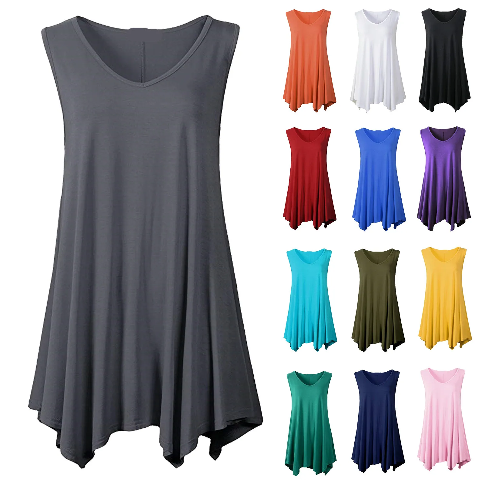 Summer Women Vest Sleeveless Dress V Neck Tunic TShirt Top Casual Summer Dress Loose Bottom Shirt Vestidos
Summer Women Vest Sleeveless Dress V Neck Tunic TShirt Top Casual Summer Dress Loose Bottom Shirt Vestidos