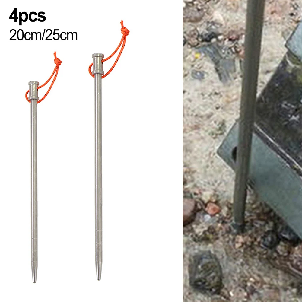 4pcs Camping Tent Pegs Ti-Alloy Tent Stakes Ground Pin With Reflective For Rope Canopy Tent Ground Nail Tent Awning Accessories
4pcs Camping Tent Pegs Ti-Alloy Tent Stakes Ground Pin With Reflective For Rope Canopy Tent Ground Nail Tent Awning Accessories