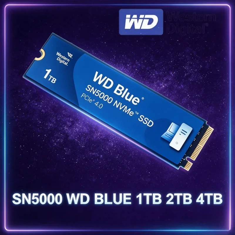 WD Western Digital Blue SN5000 M.2 2280 SSD PCIe Gen4 NVMe Internal Solid State Drive 2TB High Speed Storage For Desktop Laptop