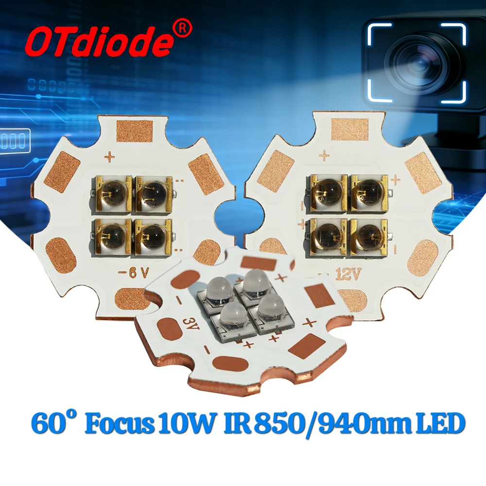 High Power IR LED 3V 6V 12V 10W 3535 4 Chips 850nm 940nm Infrared Emitter Diode 60Degree Angle Ceramic Lamp with 20mm Copper PCB
High Power IR LED 3V 6V 12V 10W 3535 4 Chips 850nm 940nm Infrared Emitter Diode 60Degree Angle Ceramic Lamp with 20mm Copper PCB