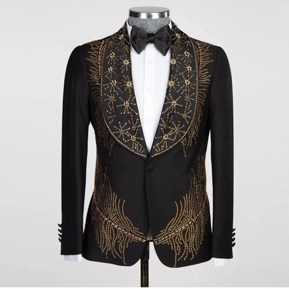 Man Formal Party Wedding Tuxedos Crystals Beaded Prom Blazers Customized 2-Piece Groom Wear Jacket Pants Slim Fit Suits Men 2025
Man Formal Party Wedding Tuxedos Crystals Beaded Prom Blazers Customized 2-Piece Groom Wear Jacket Pants Slim Fit Suits Men 2025