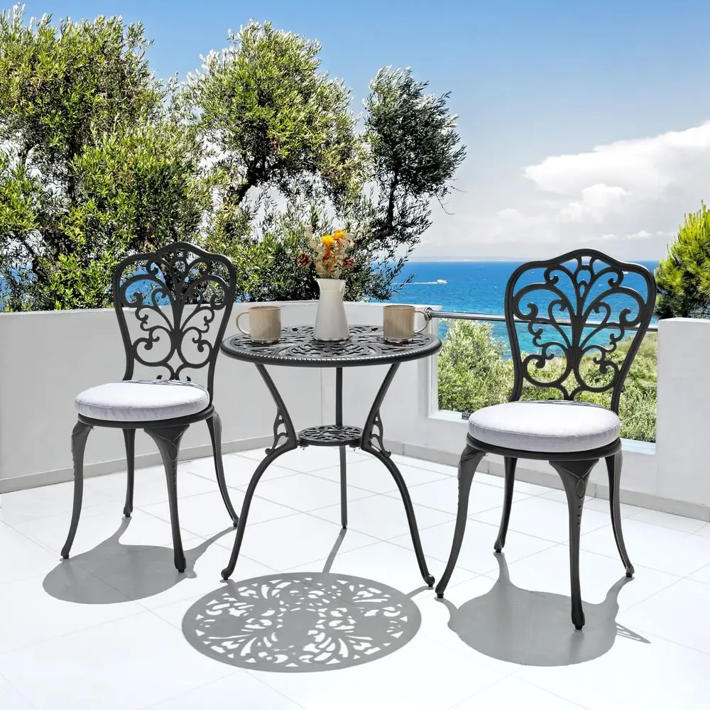3 Piece Outdoor Bistro Table Set, All Weather Cast Aluminum Patio Bistro Sets Patio Table and Chairs Set of 2 with Umbrella Hol
3 Piece Outdoor Bistro Table Set, All Weather Cast Aluminum Patio Bistro Sets Patio Table and Chairs Set of 2 with Umbrella Hol
