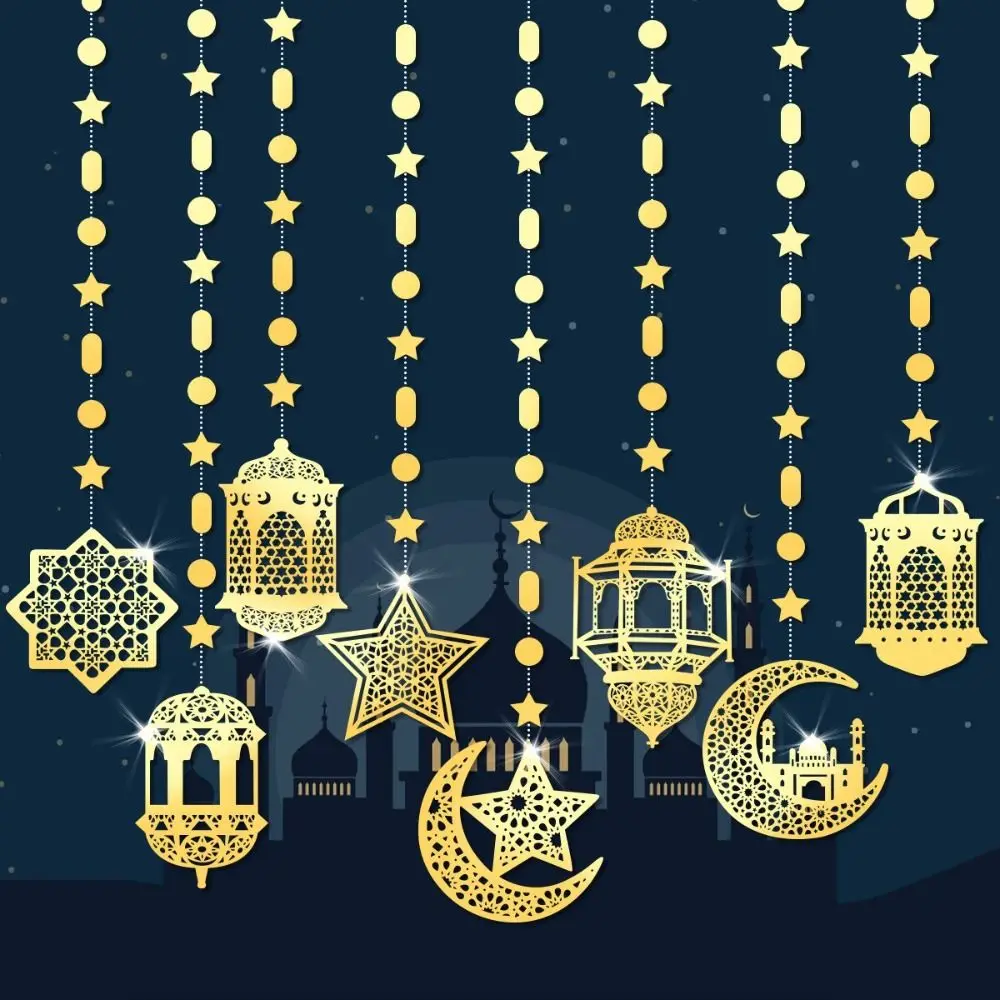 Gold Silver Eid Mubarak Banners DIY Paper Pull Flag Ramadan Kareem Decor Ceiling Hanging Glitter Paper Hanging Ornaments
Gold Silver Eid Mubarak Banners DIY Paper Pull Flag Ramadan Kareem Decor Ceiling Hanging Glitter Paper Hanging Ornaments
