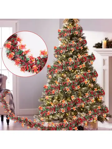 2M Christmas Garland Party Decor DIY Christmas Tree Santa Claus Ribbons Wreath Hanging Pendent Xmas Party Supplies