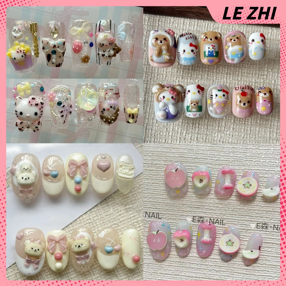Kawaii Cartoon 3D Hello Kitty Handmade Short Press On Nail Cute Animal Bear Cat Dog Rabbit Bowknot Detachable Fake Nails Gift 
Kawaii Cartoon 3D Hello Kitty Handmade Short Press On Nail Cute Animal Bear Cat Dog Rabbit Bowknot Detachable Fake Nails Gift