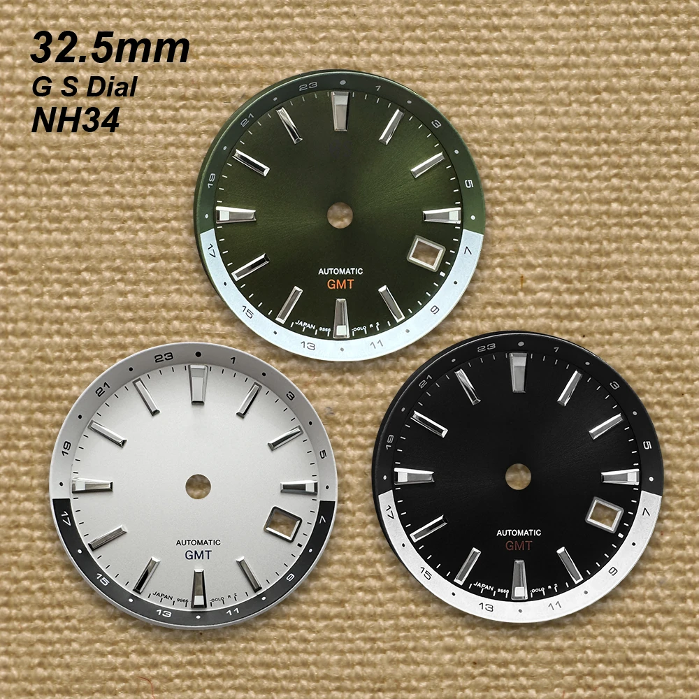 32.5mm High Quality GS Logo GMT Dial For NH34 Movement Green Luminous Watch Modification Accessories
32.5mm High Quality GS Logo GMT Dial For NH34 Movement Green Luminous Watch Modification Accessories