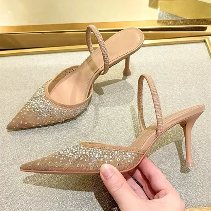 Luxury Designer Shiny Rhinestone Mesh Heeled Sandals Women Summer Sexy Pointed Toe Slingbacks Thin High Heels Elegant Dress Shoe
Luxury Designer Shiny Rhinestone Mesh Heeled Sandals Women Summer Sexy Pointed Toe Slingbacks Thin High Heels Elegant Dress Shoe
