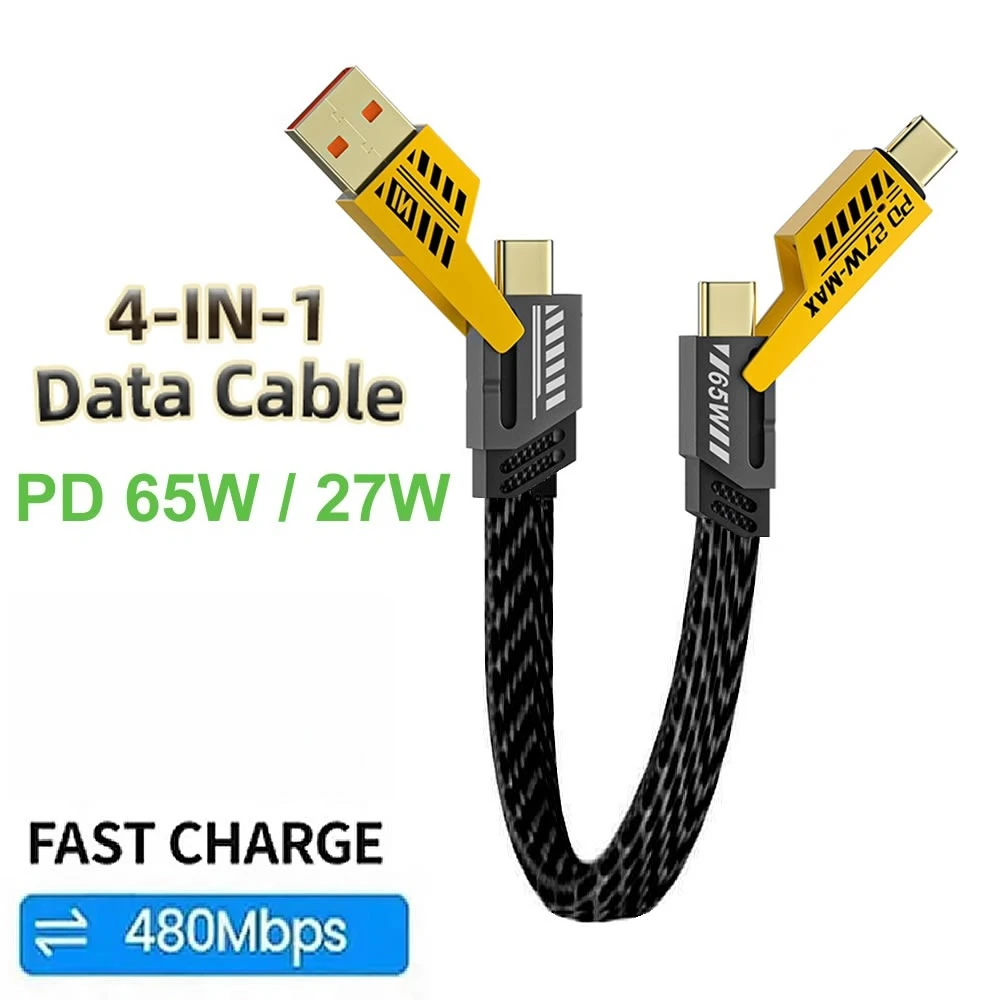 PD 65W+27W 4 in 1 Fast Charge Cable USB Type C Data Cable Multi-Functional Charging Cable for IPhone Samsung Xiaomi IPad Laptop
PD 65W+27W 4 in 1 Fast Charge Cable USB Type C Data Cable Multi-Functional Charging Cable for IPhone Samsung Xiaomi IPad Laptop