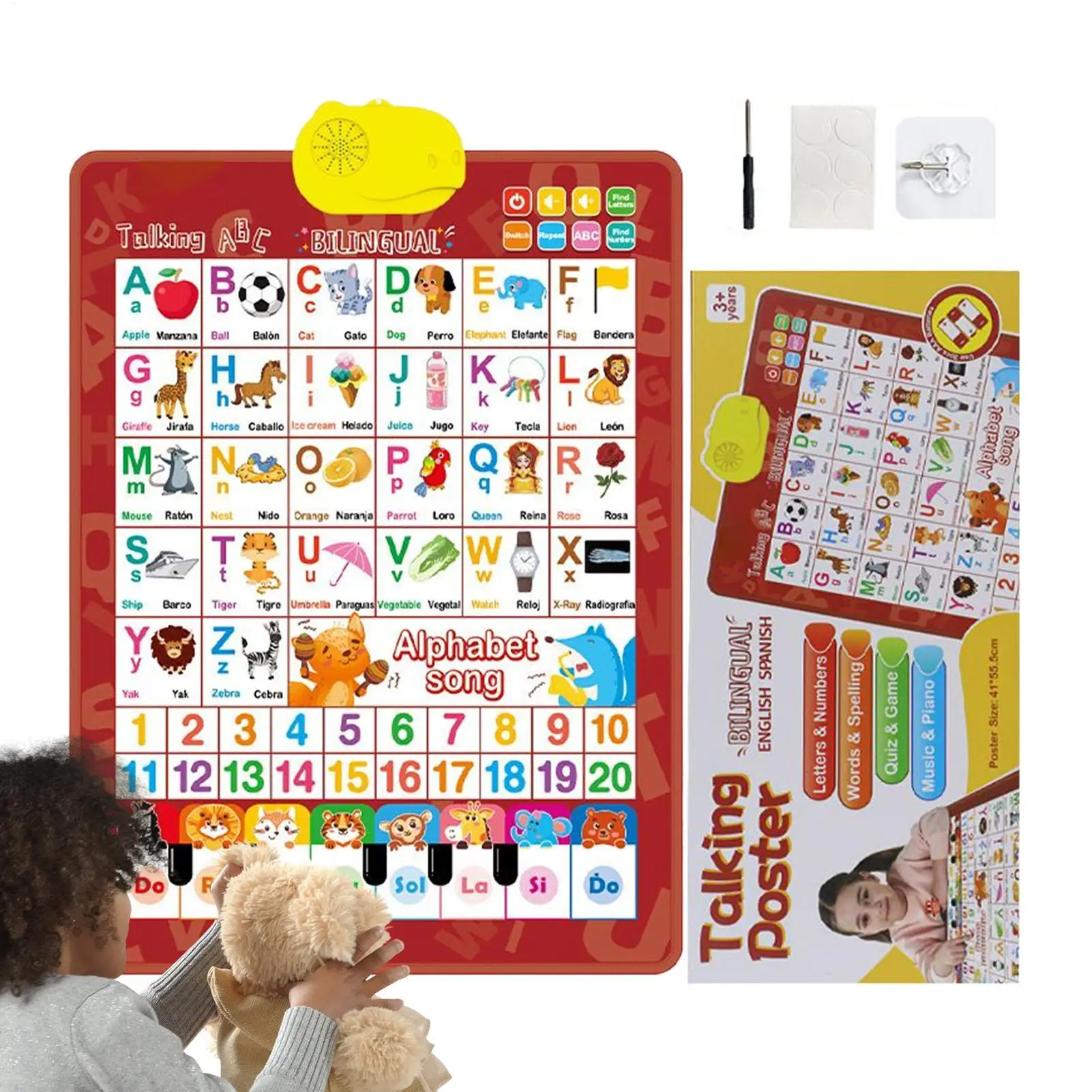 Bilingual Talking Wall Chart for Kids English Spanish Educational Poster Interactive Toy with Music for Classroom Learning
Bilingual Talking Wall Chart for Kids English Spanish Educational Poster Interactive Toy with Music for Classroom Learning